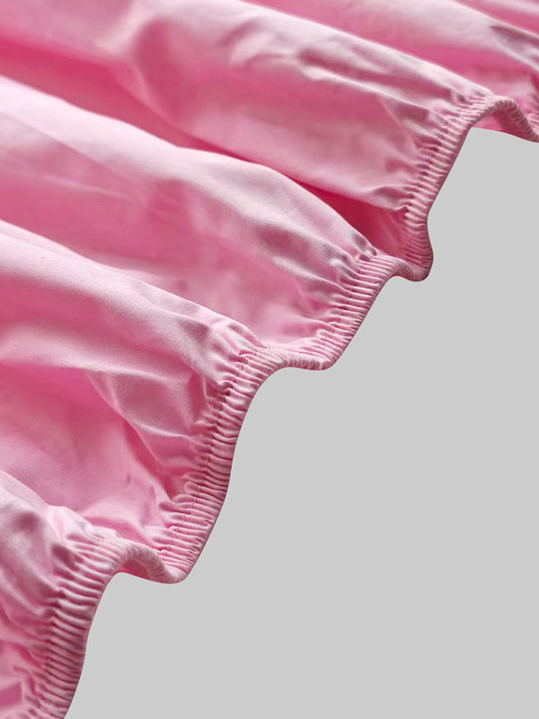 Robe mi-longue ample boutonnée plissée à manches longues, à poches, à col revers, couleur unie