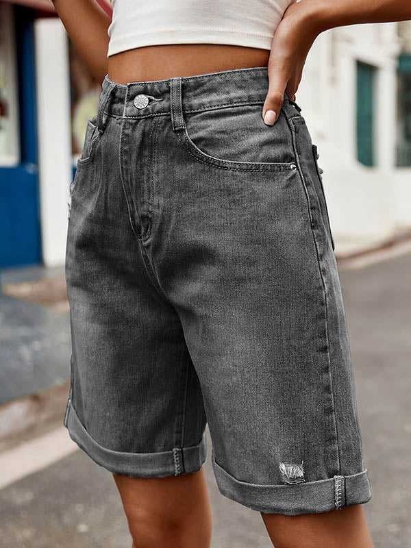 Short ample boutonné taille haute, à poches