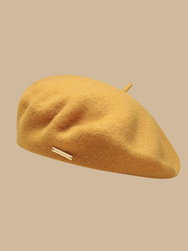 Béret rétro artistique, couleur unie