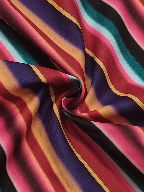 Robe chemise ample rayée à manches longues, à empiècements, à col revers