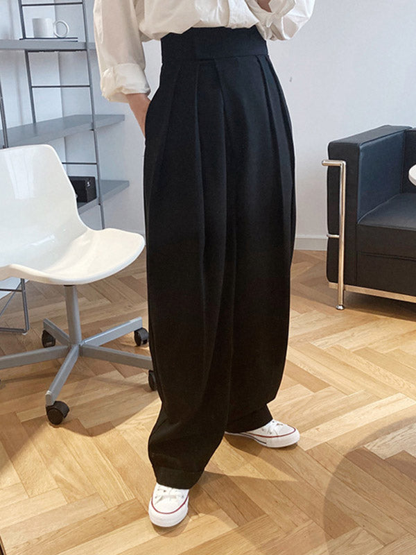 Pantalon de costume ample à jambe large et velcro