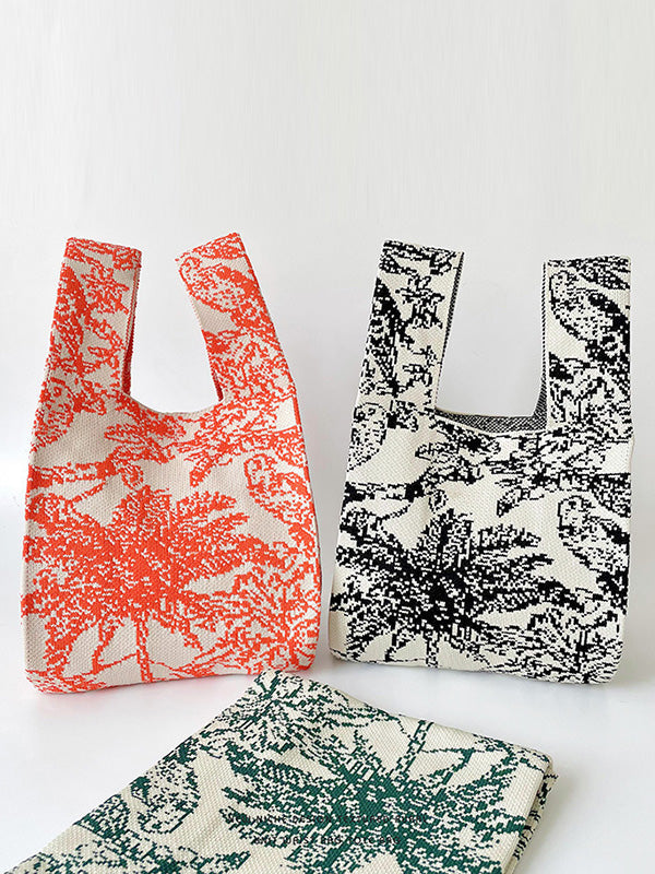 Sac à main imprimé tressé couleur contrastée
