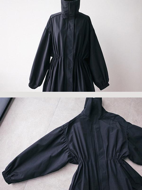 Vêtements d'extérieur longs amples à taille élastique de couleur unie
