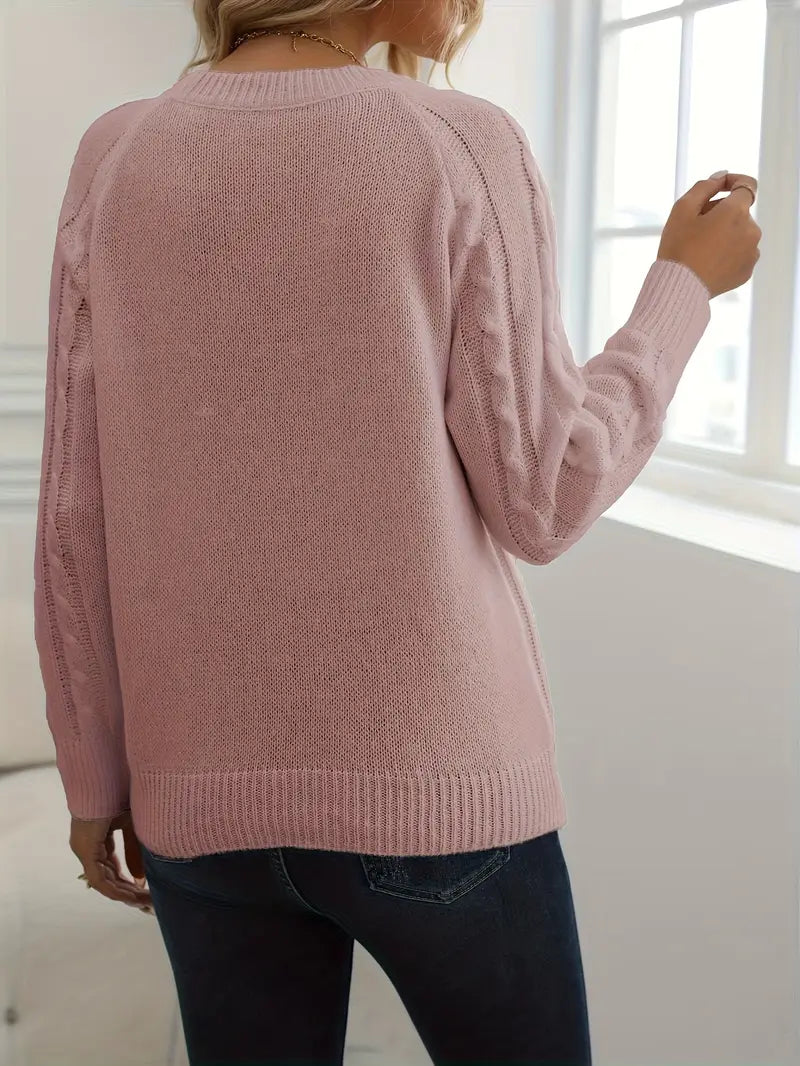 PULL EN CABLE SOLIDE POUR FEMMES | STYLE ÉLÉGANT ET CHAUD