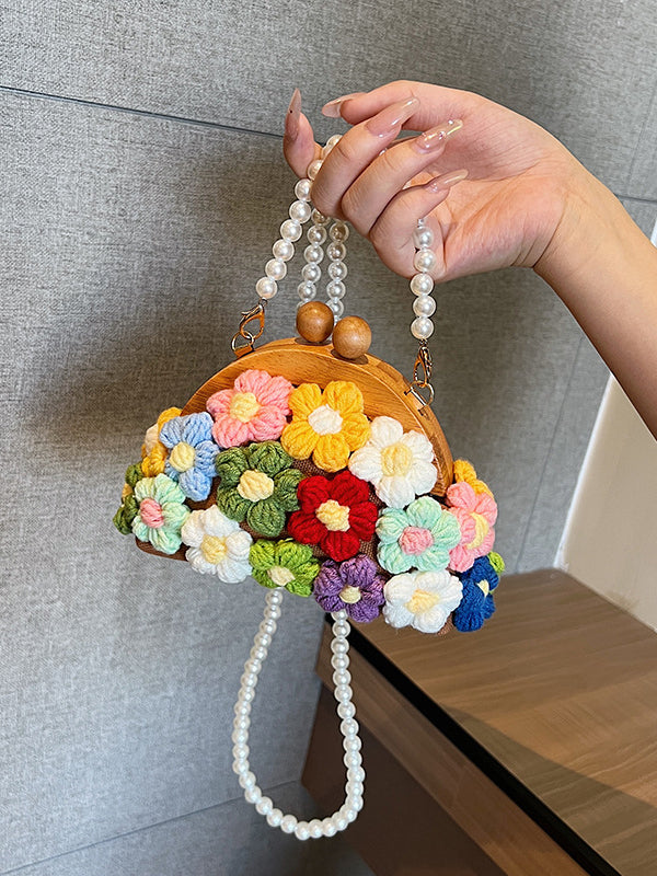 Sac à main à chaîne, en forme de fleur
