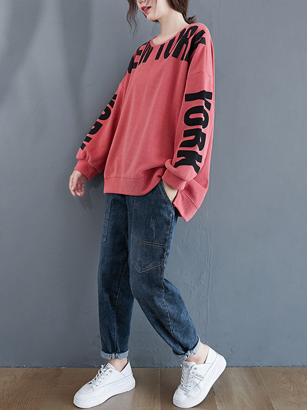 Sweat-shirt élégant à col rond et lettres imprimées