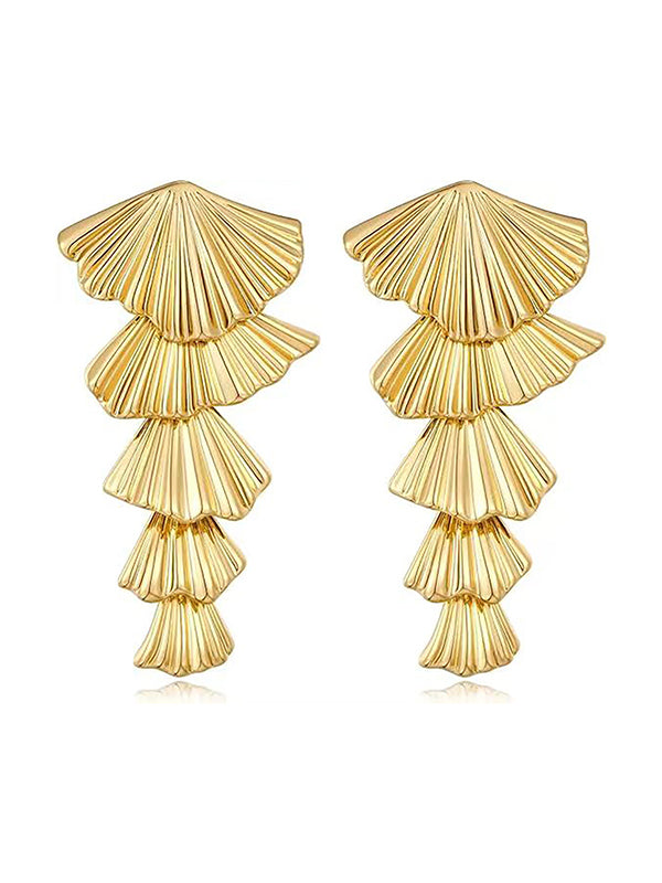 Boucles d'oreilles pendantes géométriques à pompons
