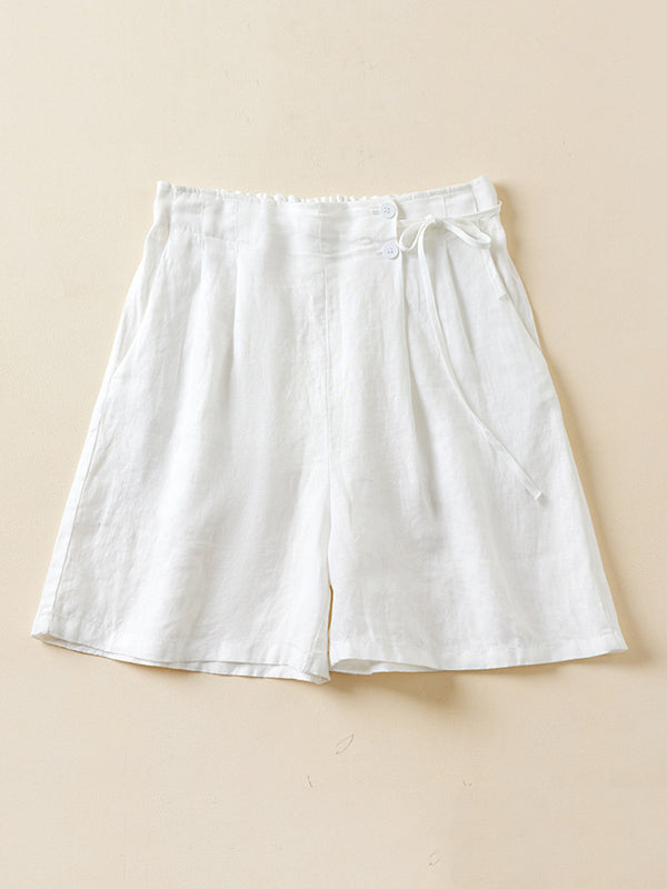 Short ample à taille élastique, couleur unie