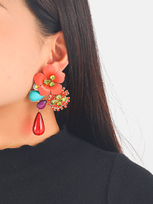 Boucles d'oreilles pendantes en forme de fleur