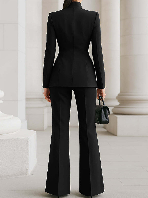 Bas taille haute, à jambes larges, couleur unie