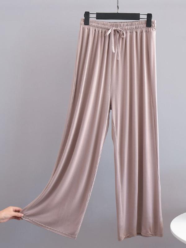 Pantalon confortable ample à cordon de serrage, couleur unie