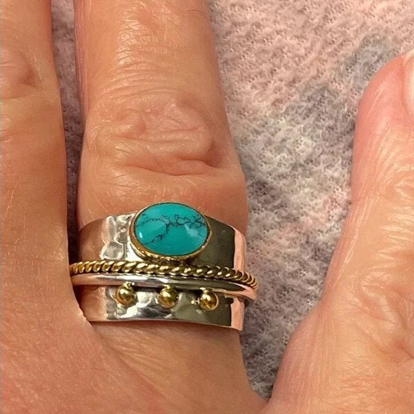 Bague large turquoise