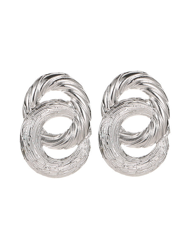Boucles d'oreilles pendantes géométriques ajourées couleur unie