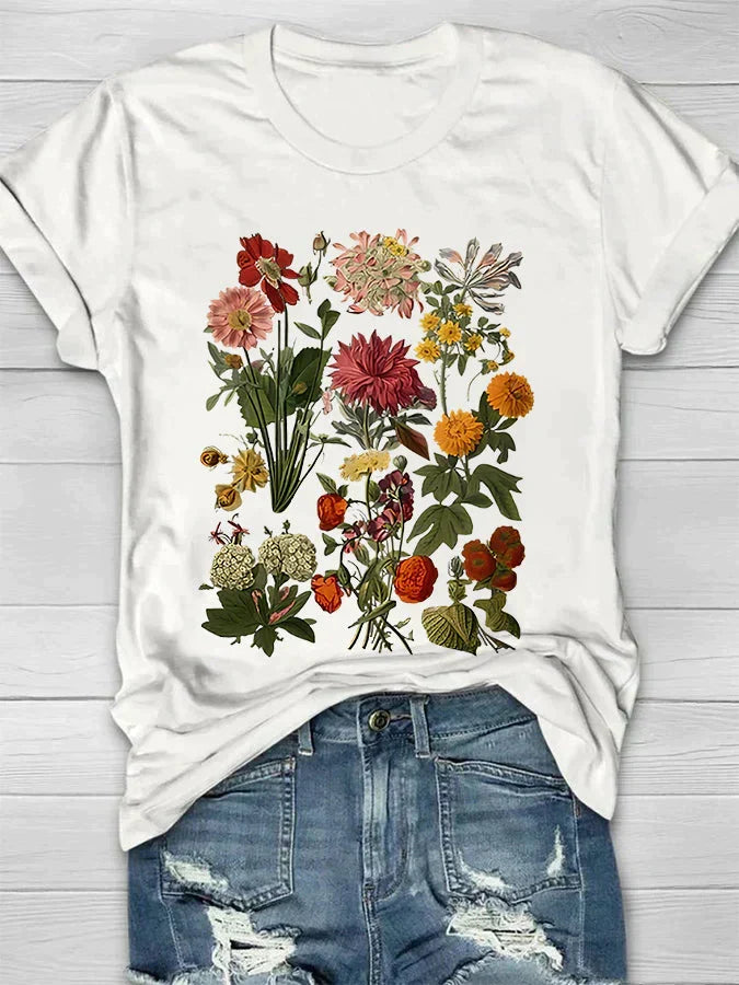 Lorelei - T-shirt Femme Imprimé Fleurs Vintage