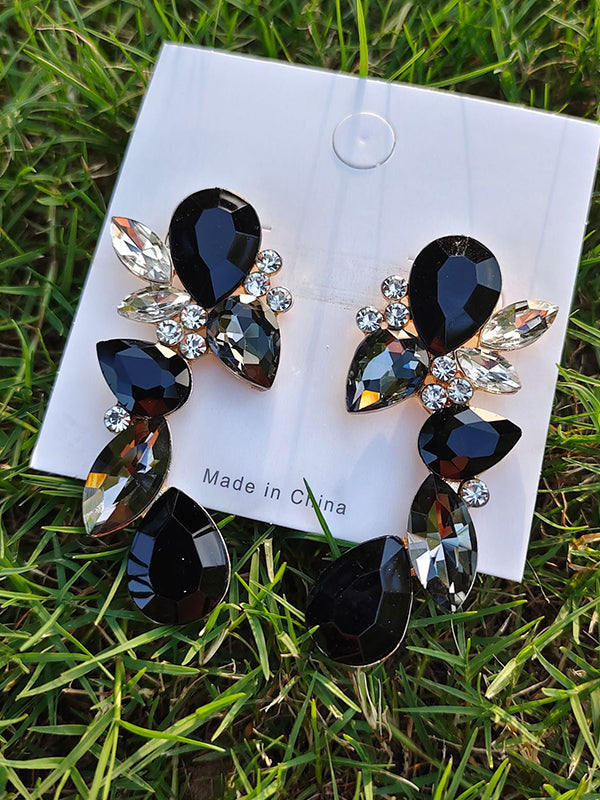 Boucles d'oreilles pendantes géométriques à strass