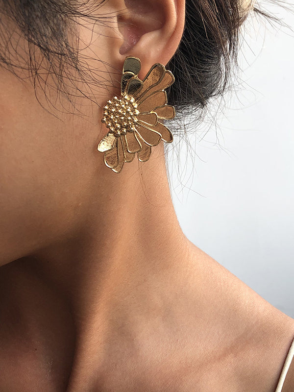 Boucles d'oreilles fleur en alliage vintage