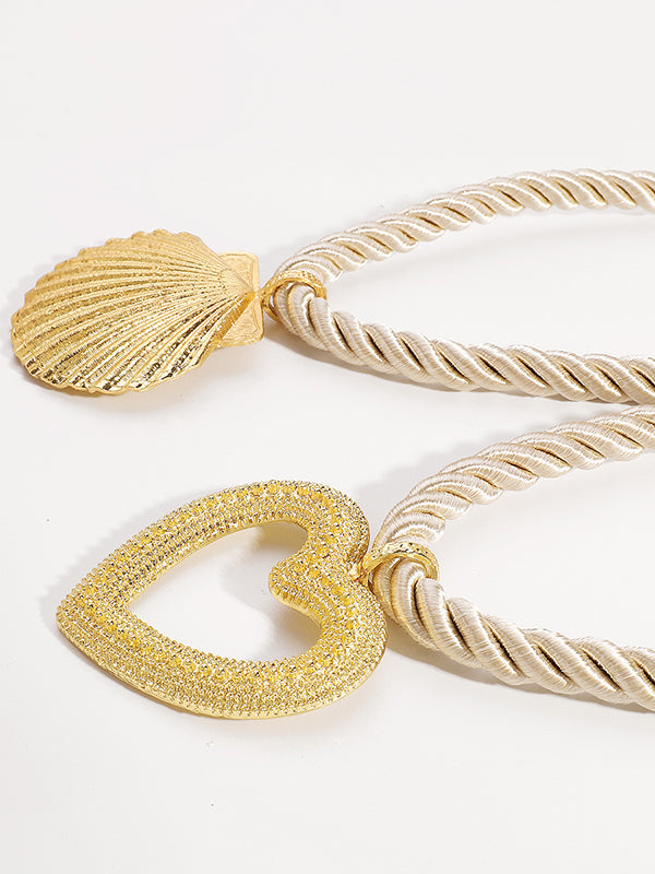Parure boucles d'oreilles pendantes et collier en forme de cœur