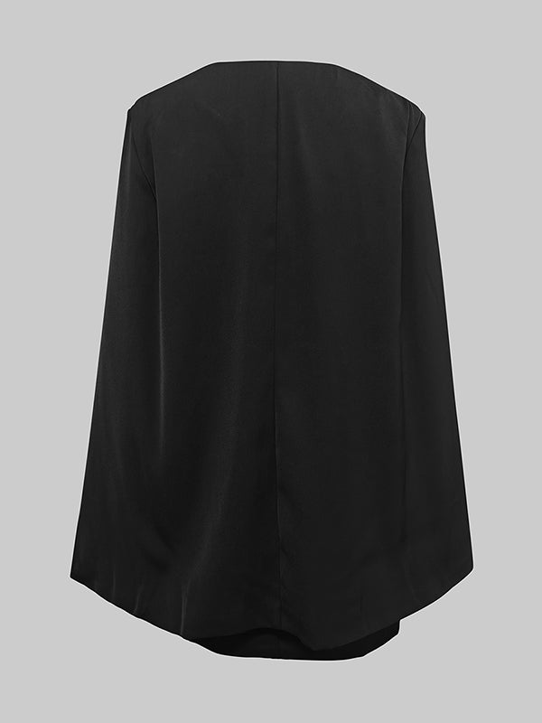 Robe courte style cape, à empiècements, à taille nouée, à col en V