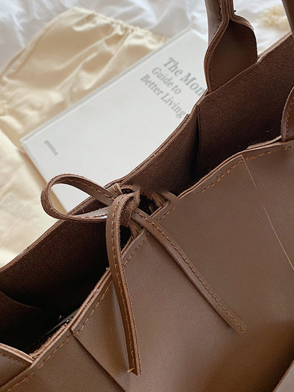 Sac cabas à empiècements, couleur unie