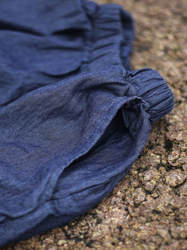 Pantalon en jean à jambes larges de couleur denim ample vintage