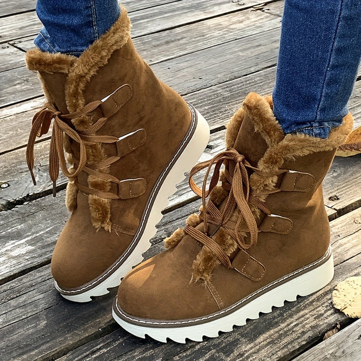 Bottes d'Hiver Femme | Avec Lacets et Semelle Épaisse