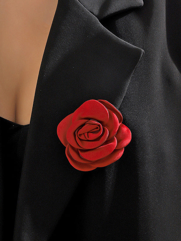 Broche à fleurs en 3D, couleur unie