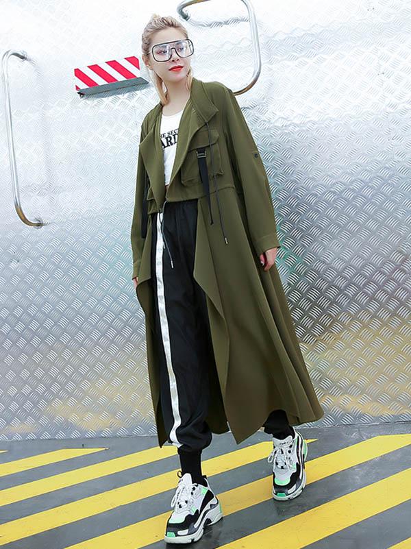 Trench-coat uni ample et léger