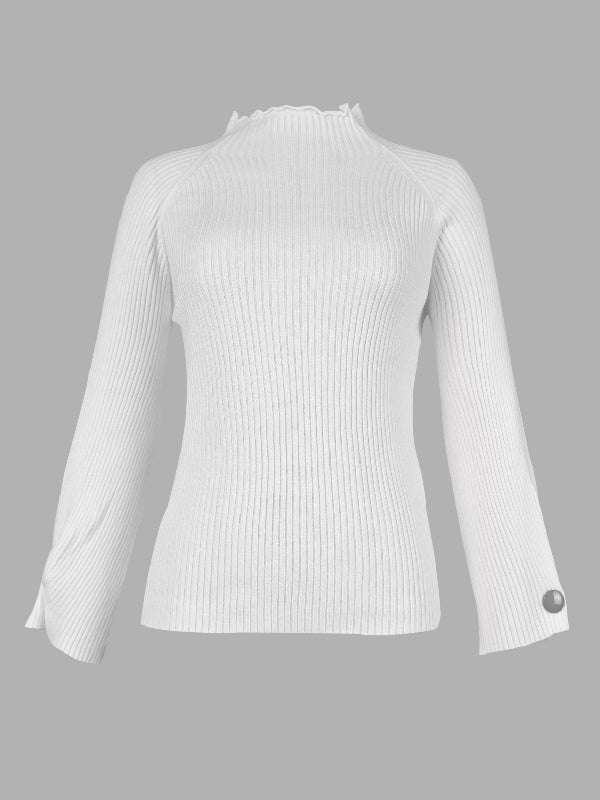 Pull simple ample à col haut, couleur unie