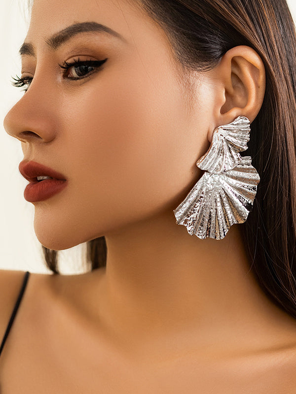 Boucles d'oreilles pendantes géométriques en forme de feuilles, couleur unie