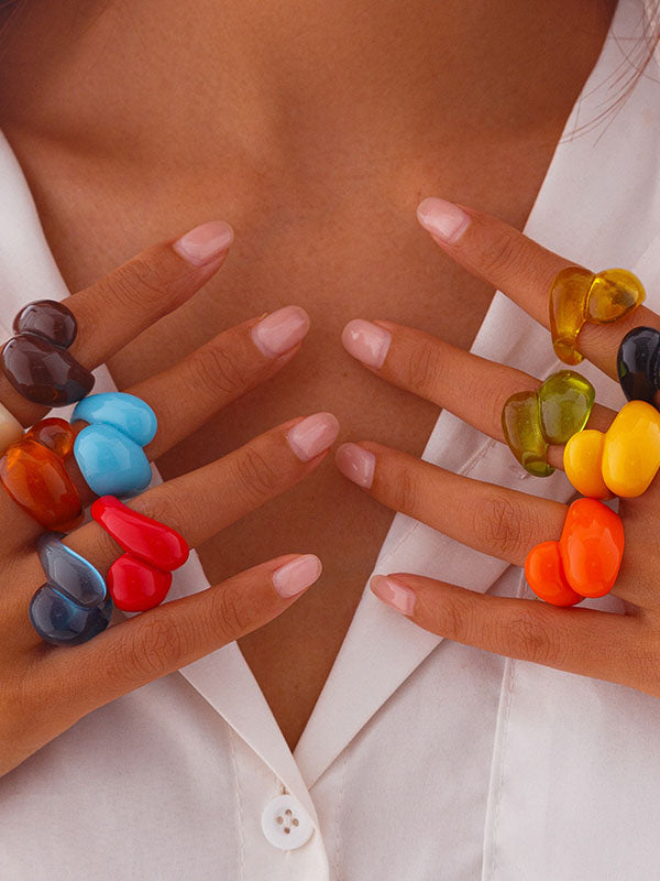 Bague géométrique couleur unie