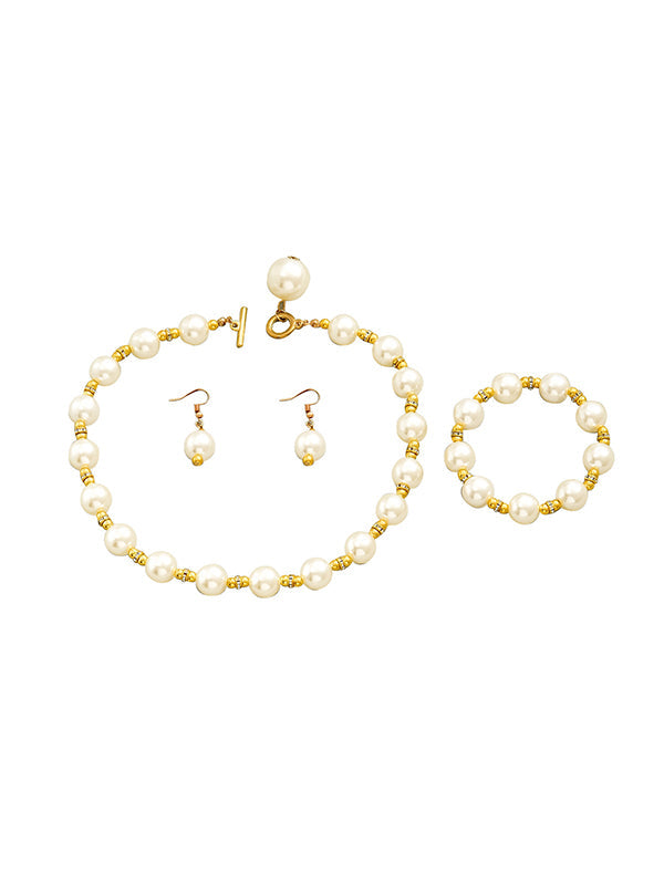 Parure bracelet, boucles d'oreilles pendantes et collier géométrique