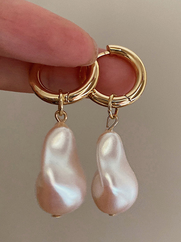 Irrégularité Imitation Perle Contraste Couleur Boucles D'oreilles Accessoires
