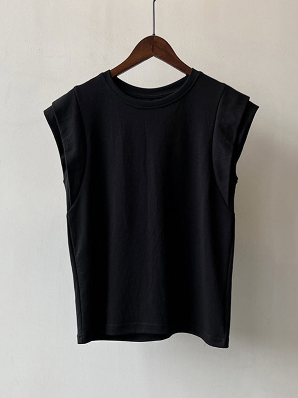T-shirt ample sans manches, à empiècements, à col rond