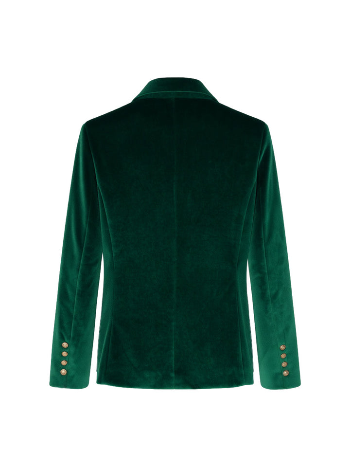 Veste boutonnée à manches longues, à col cranté, couleur unie