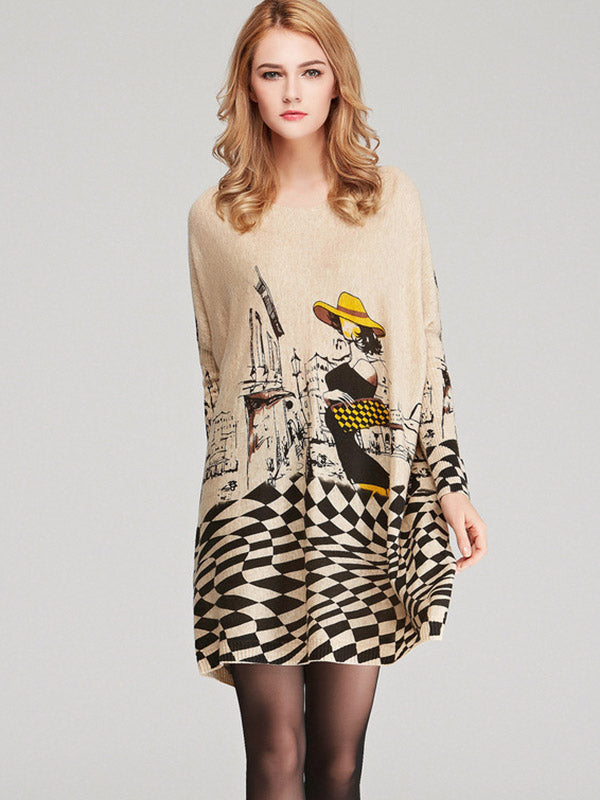 Pull ample imprimé vintage, à empiècements