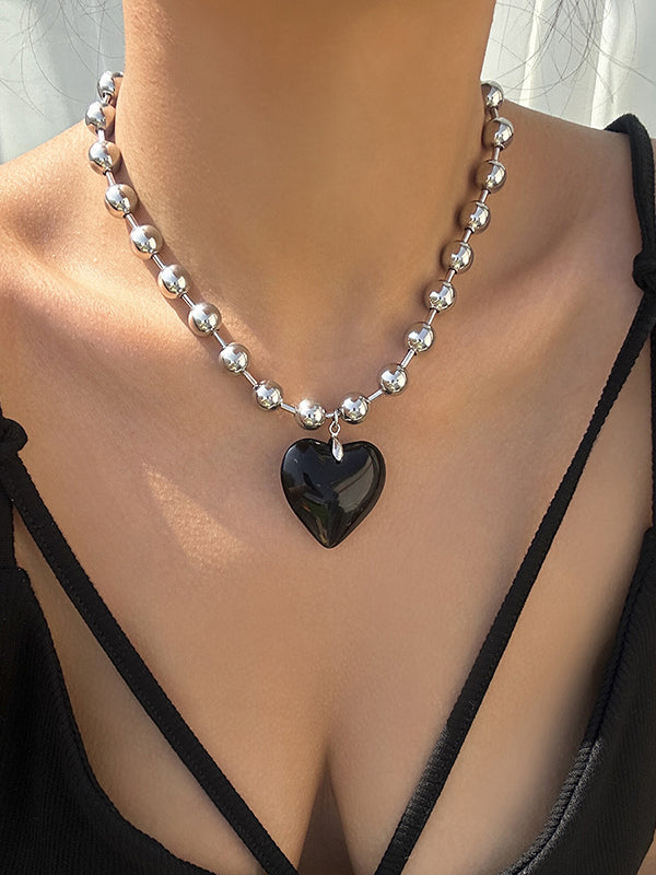 Collier perlé brillant délicat en forme de cœur