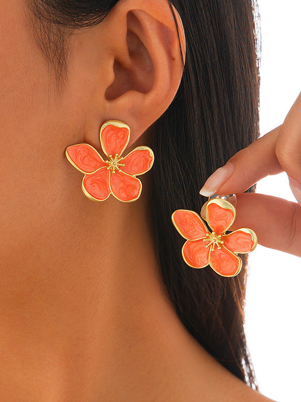 Boucles d'oreilles pendantes en forme de fleur, à pompons