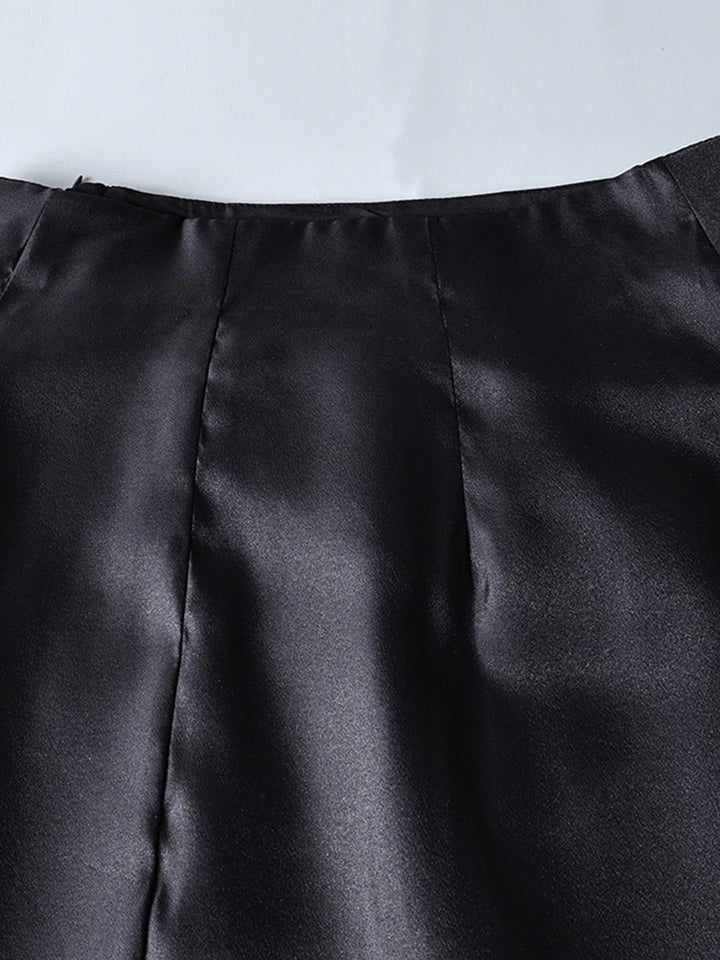 Jupe superposée transparente à taille élastique, taille haute, à empiècements, couleur unie
