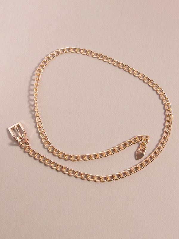 Ceinture à boucle, à chaîne, couleur unie