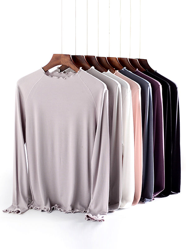 T-shirt à manches longues de couleur unie, 7 couleurs