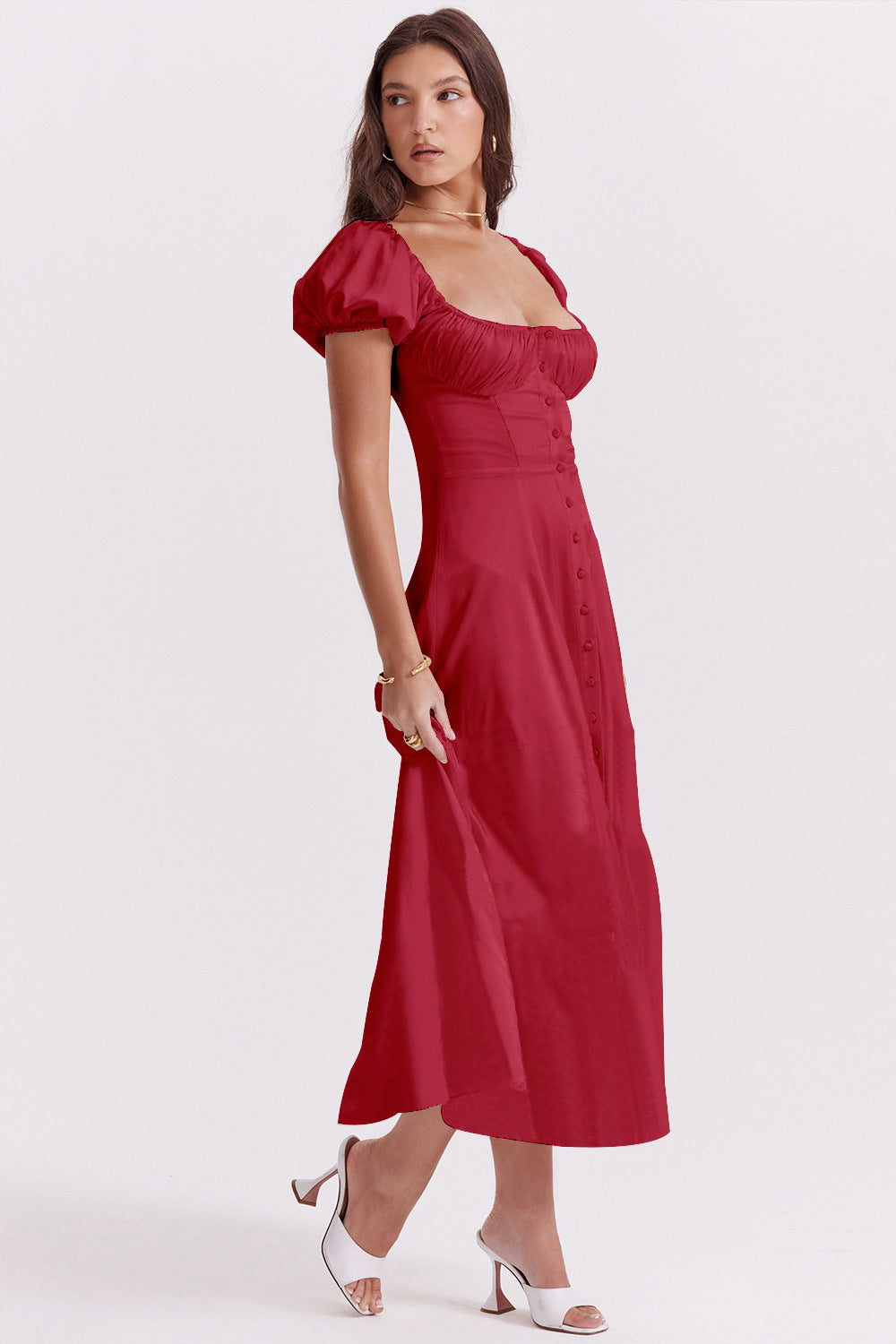 Beatriz - Robe midi avec corset et boutons