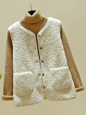 Gilet ample et chaud en laine d'agneau