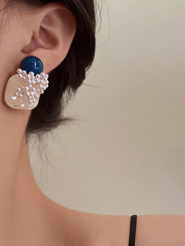 Accessoires de boucles d'oreilles géométriques en perles d'imitation