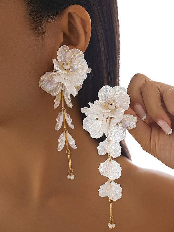 Boucles d'oreilles perlées en forme de fleur