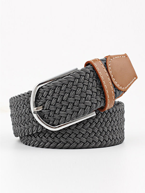 Ceinture tissée de couleurs contrastées simples, 20 couleurs