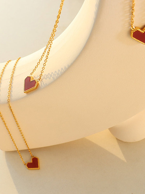 Collier simple géométrique en forme de cœur