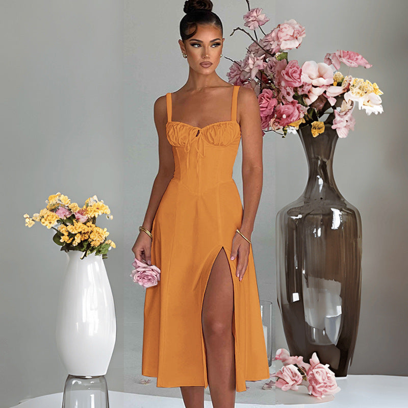 Renata - Robe midi avec corset et ouverture