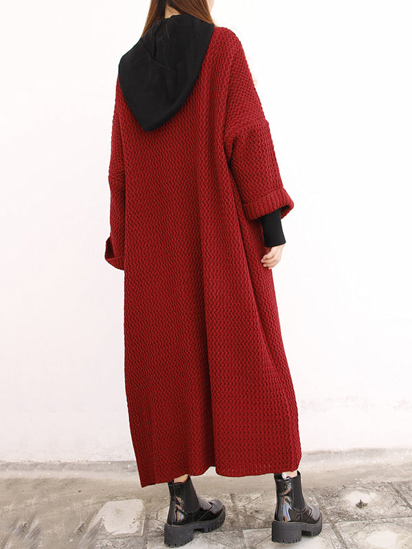 Cardigan en tricot à fil épais, ample, surdimensionné, couleur unie, urbain, manteaux