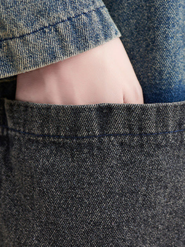 Artistique Rétro Denim Manches Longues Lâche Attaché à empiècements Trench Manteaux