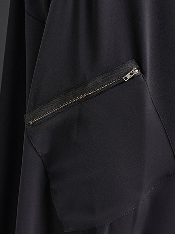 Bas ample oversize, à fermeture éclair, couleur unie